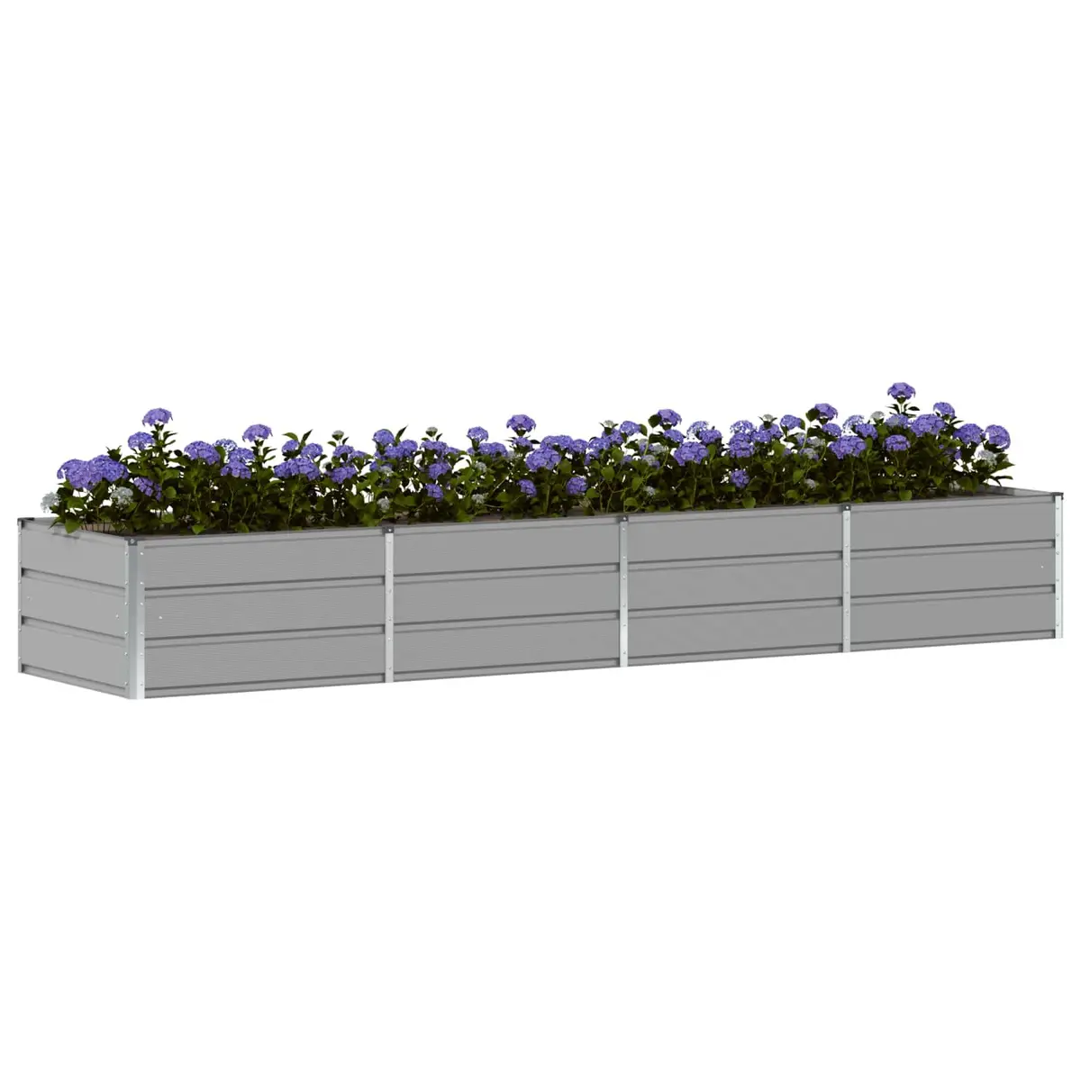 Steel Planter Light Grey 320x80x45cm Modern Garden Outdoor Indoor Raised Flower