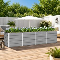Practical Light Grey Steel Planter for Varied Spaces