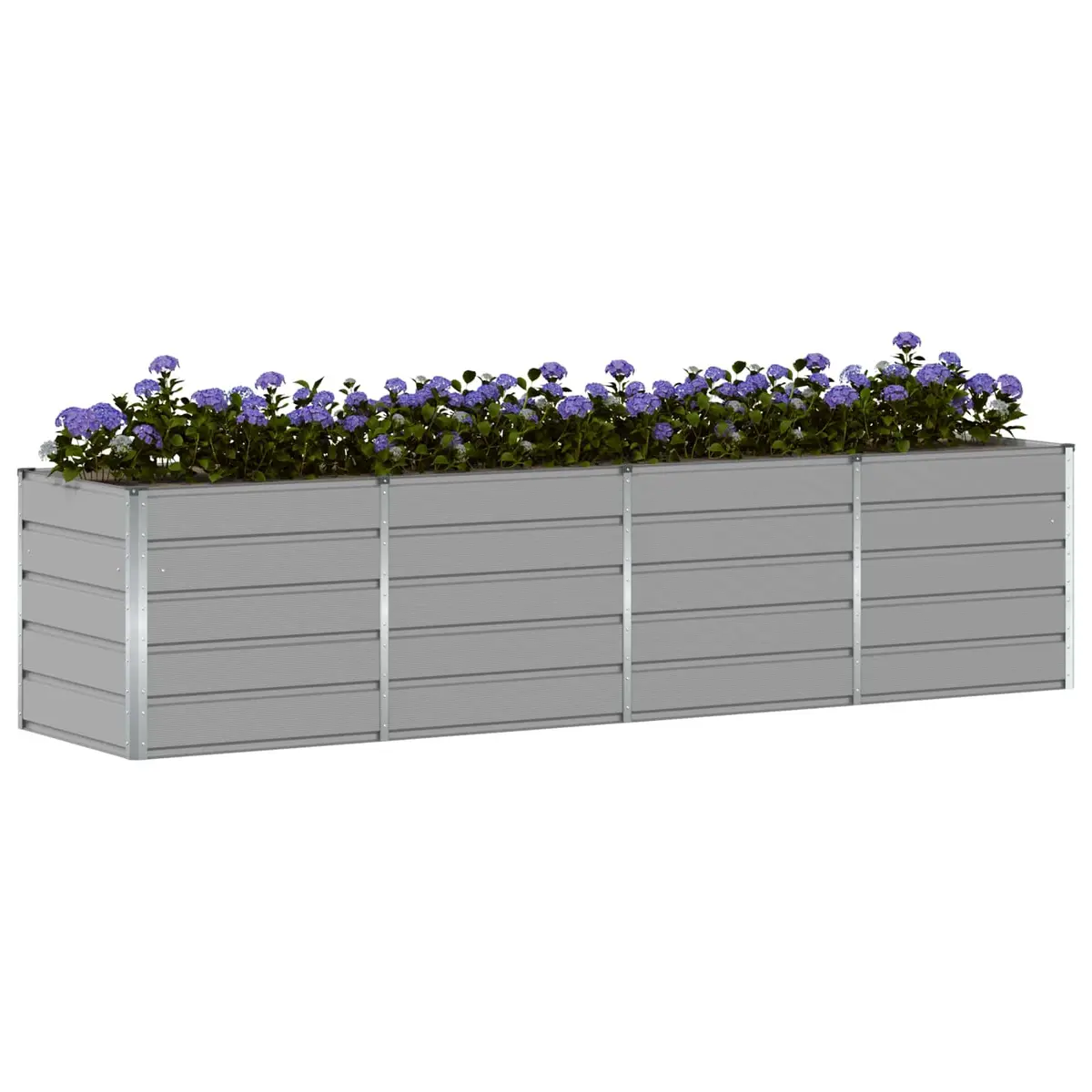 Steel Planter Light Grey 320x80x75cm Modern Garden Outdoor Indoor Flower Pot