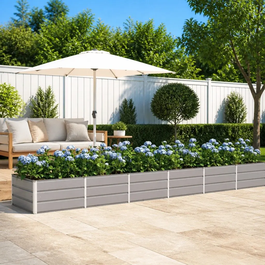 Planter Steel Light Grey 480x80x45cm Garden Terrace Indoor Outdoor