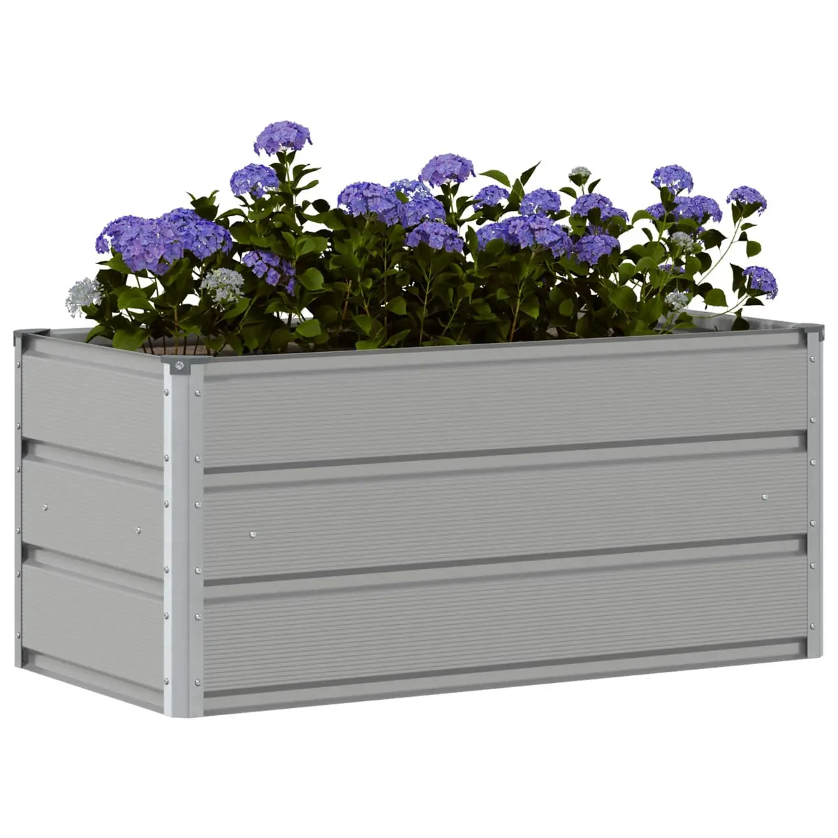 Steel Planter Galvanised Light Grey 100 x 50 x 45 cm Outdoor Pot