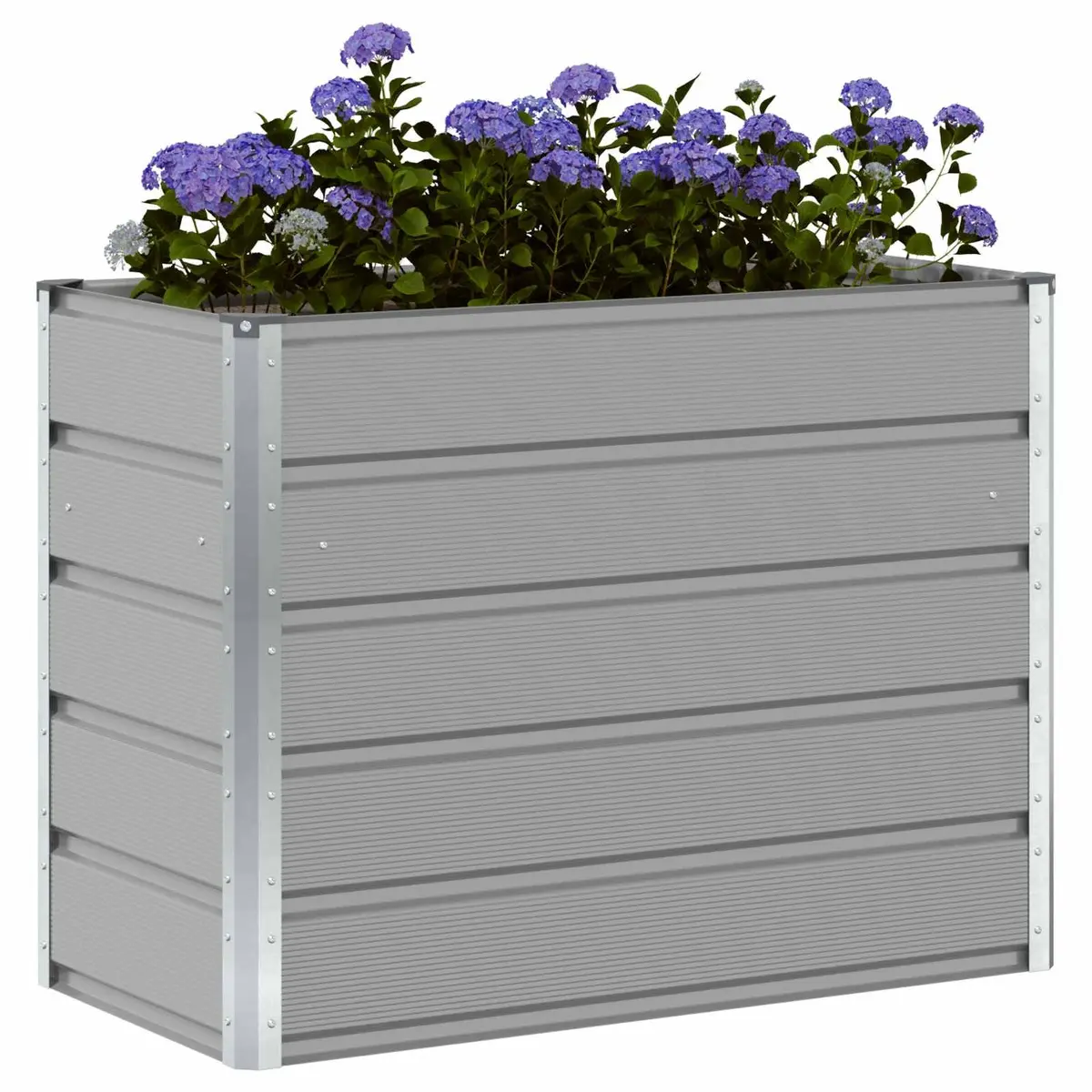 Steel Planter Galvanised Light Grey 100cm x 50cm x 77cm Modern Outdoor Pot for Garden and Terrace