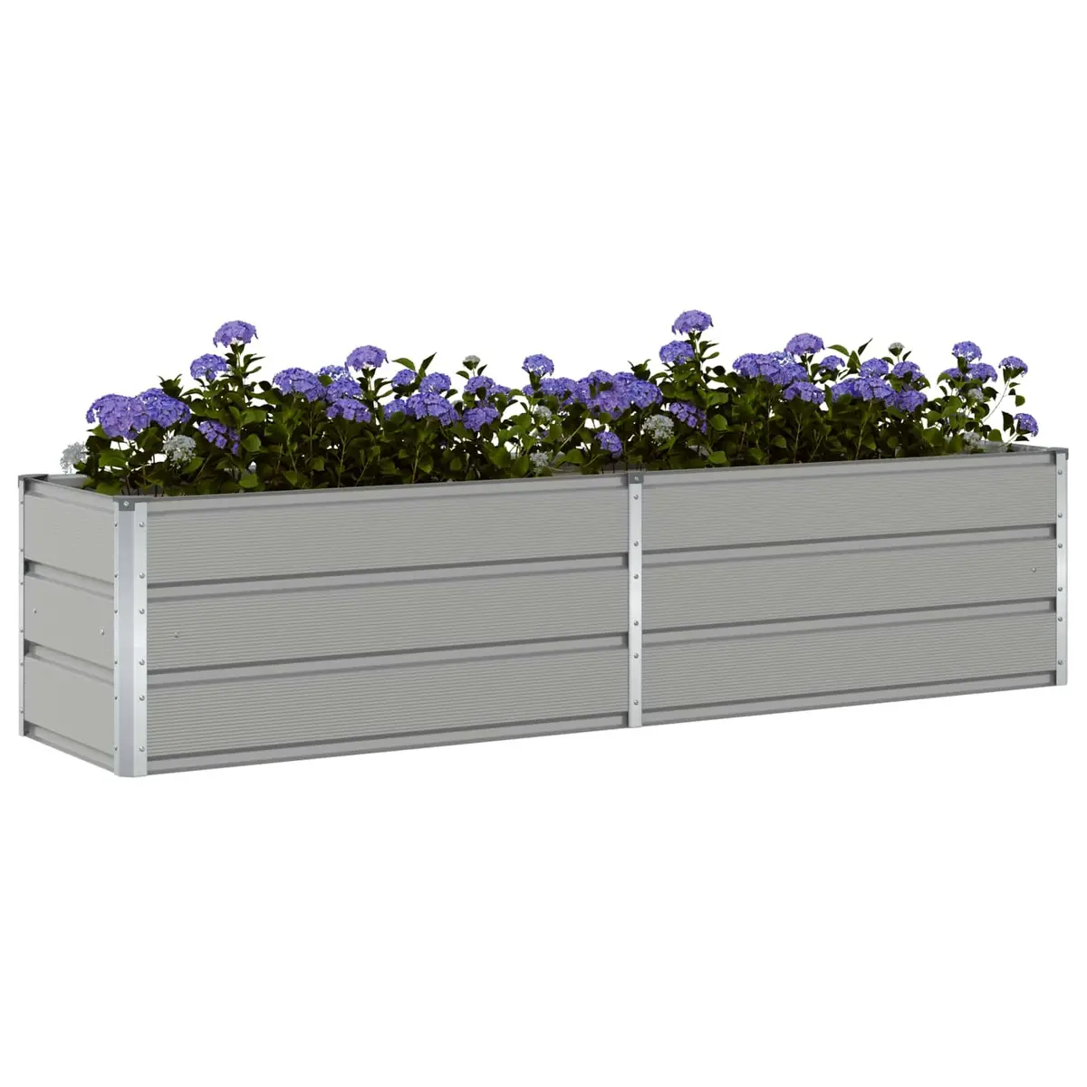 Light Grey Galvanised Steel Planter for Garden Settings 195 x 50 x 45 cm