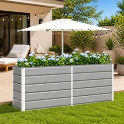 Versatile Steel Planter for Gardens: Light Grey 195cm x 50cm x 75cm