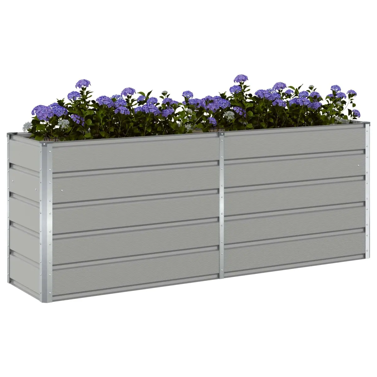 Steel Planter Galvanised 195cm x 50cm x 75cm Light Grey