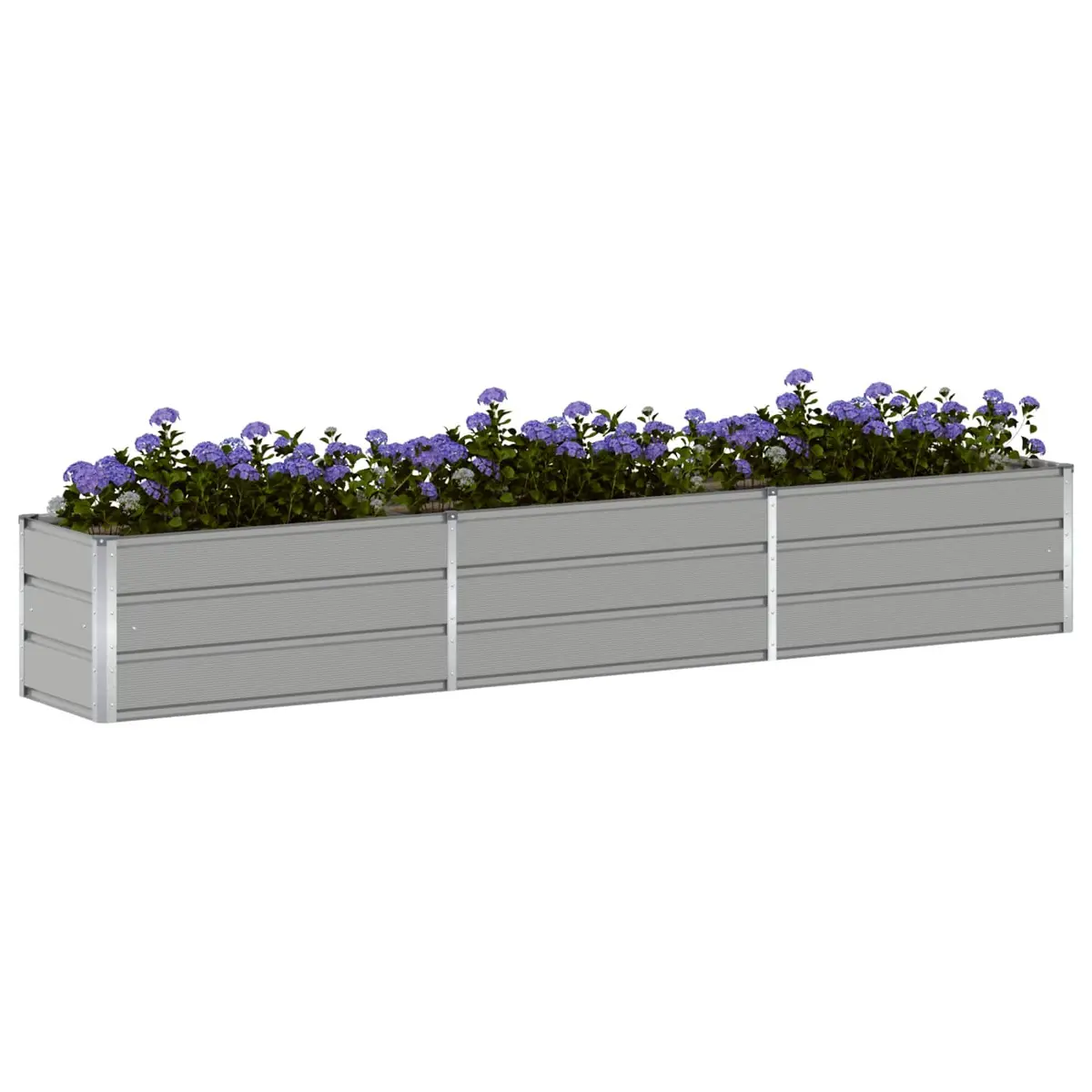Galvanised Steel Planter Light Grey 290 x 50 x 45 cm Garden Outdoor Raised Bed