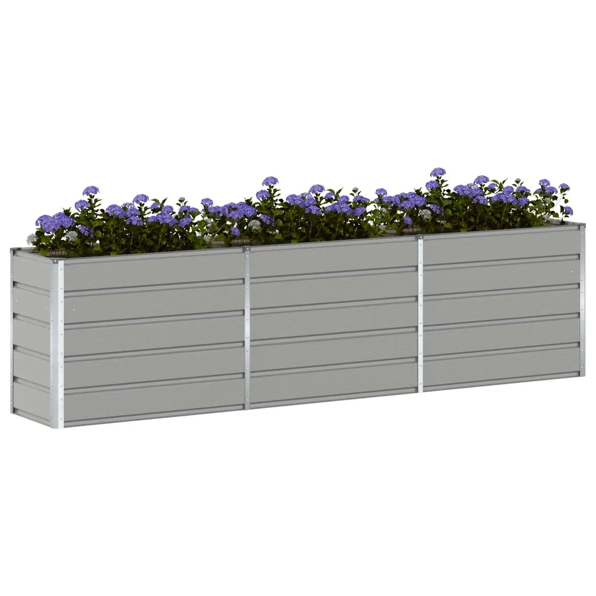 Steel Planter Box Galvanised Light Grey 290cm x 50cm x 75cm Modern Outdoor Raised Bed