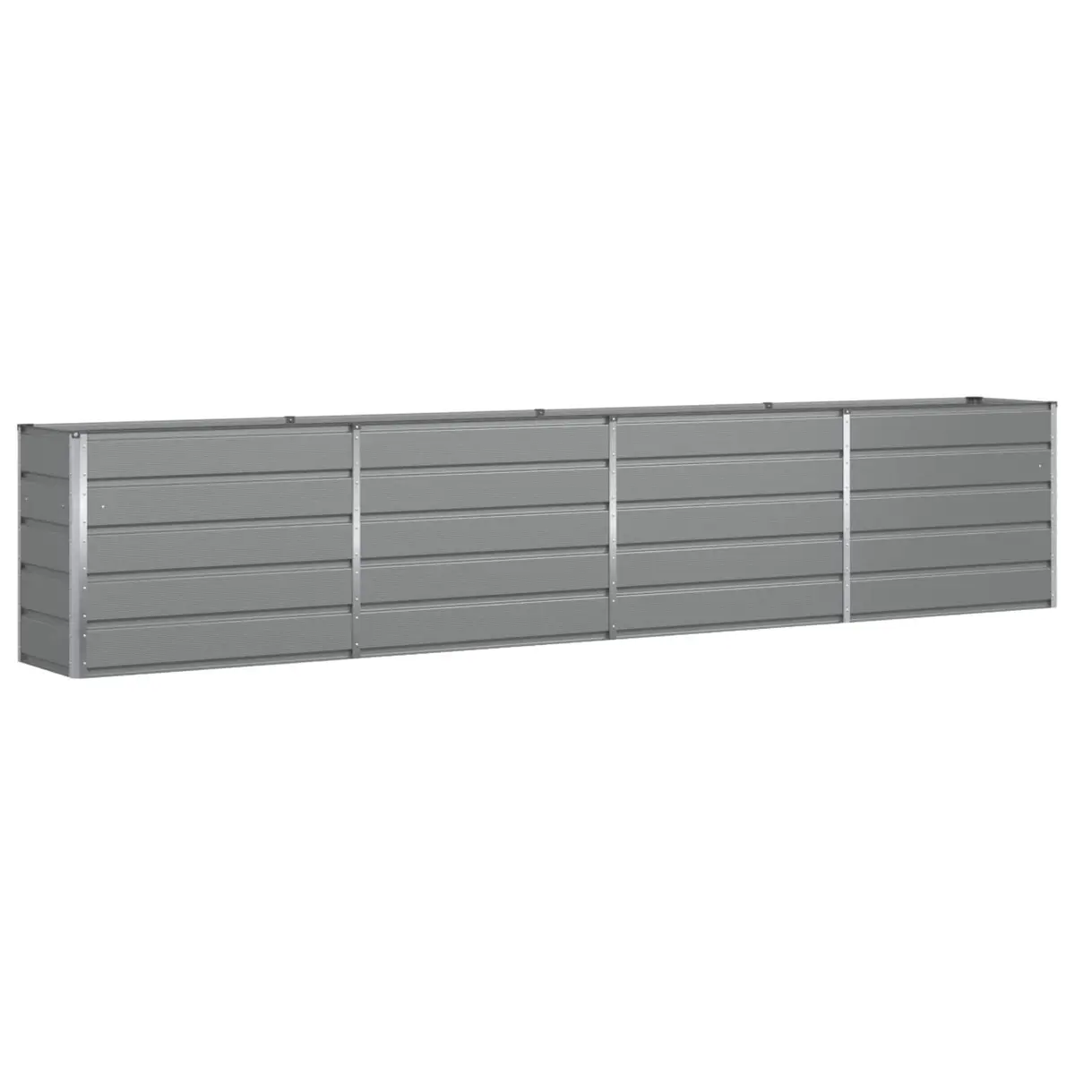 Steel Planter Galvanised Steel 385 x 50 x 75 cm Light Grey Outdoor Garden Raised Bed Pot