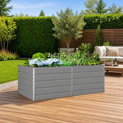 Practical Galvanised Steel Planter for Patios and Gardens 195 x 100 x 75 cm