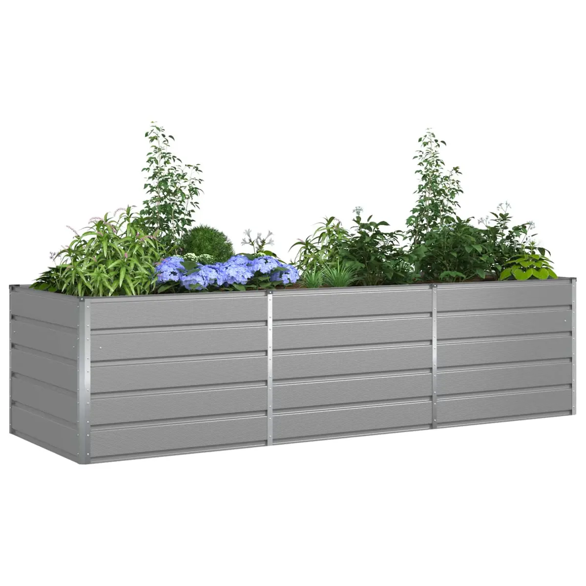 Galvanised Steel Outdoor Planter Large Light Grey 290x100x75cm Durable Garden Pot