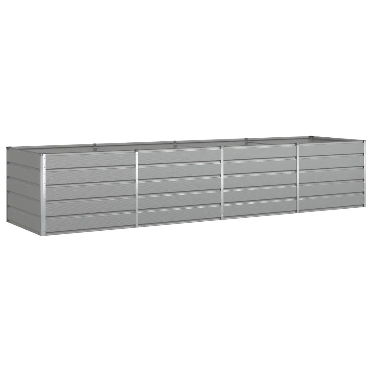 Large Planter Galvanized Steel Light Grey 385 x 100 x 75 cm Outdoor Raised Garden Box