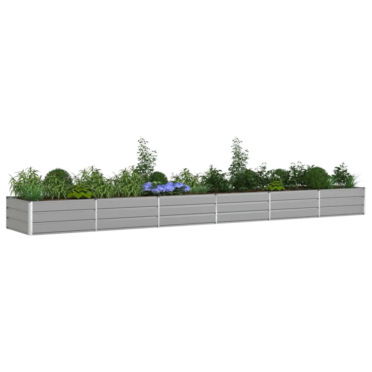 Galvanised Steel Planter Outdoor Raised Bed Light Grey 580x100x45cm Durable Garden Container