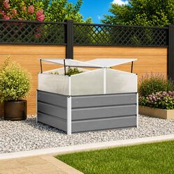 Steel Planter Light Grey 100 x 100 x 77 cm Garden Outdoor Large Raised Bed