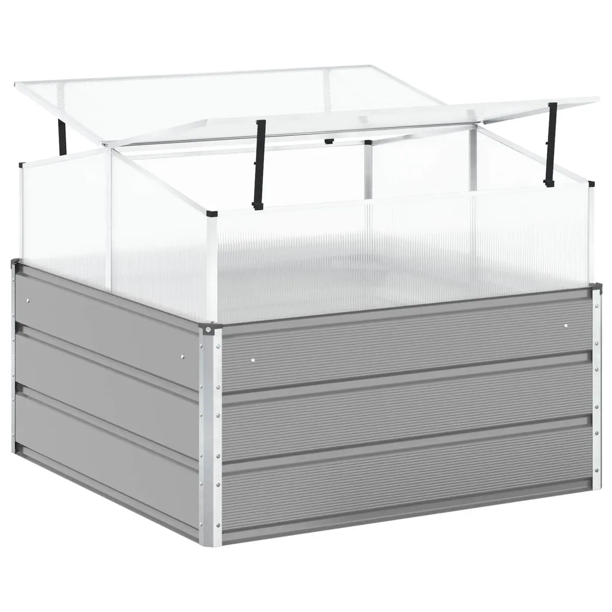 Steel Planter Light Grey 100 x 100 x 77 cm Garden Outdoor Large Raised Bed