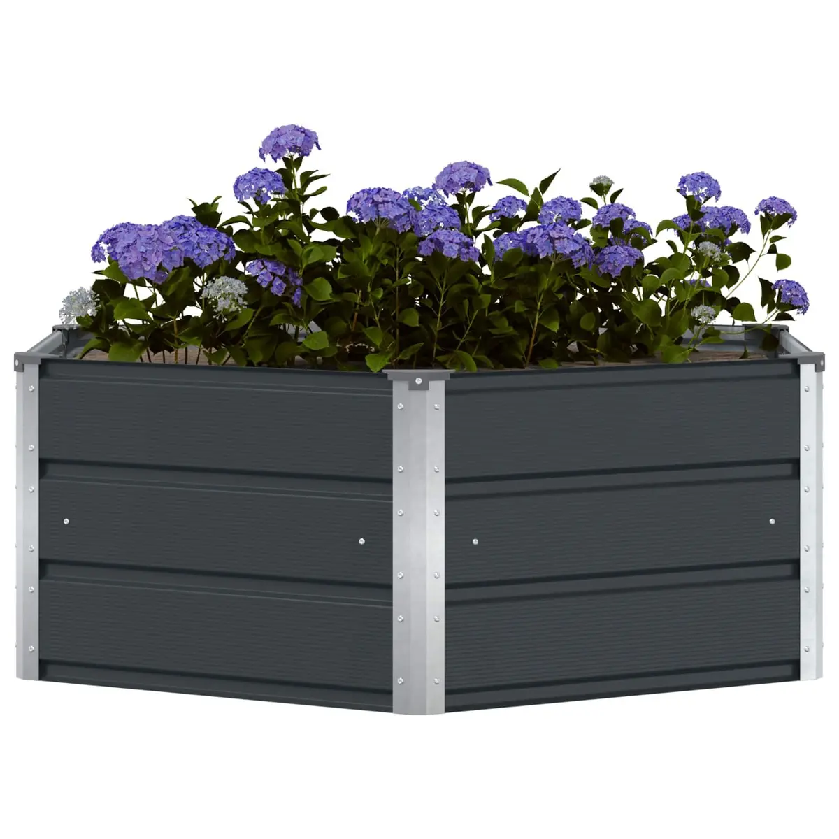 Steel Planter Hexagonal Anthracite 129x129x45cm Outdoor Raised Bed Garden