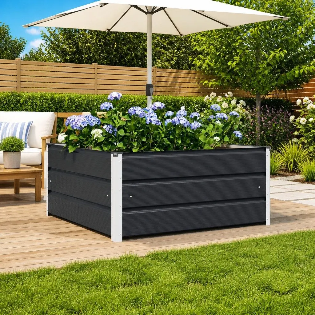 Steel Planter Modern Anthracite Large Garden Pot Outdoor Decorative Container