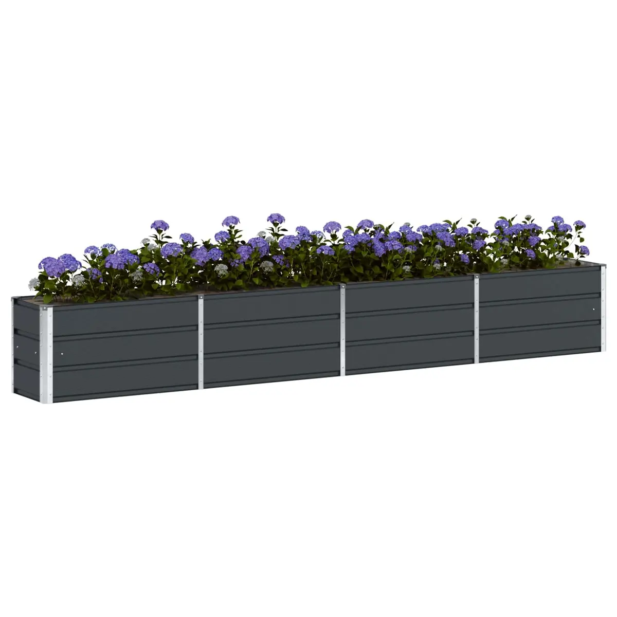 Steel Planter Indoor Outdoor Anthracite 320cm x 40cm x 45cm Durable Steel Frame Suitable for Garden Patio Balcony