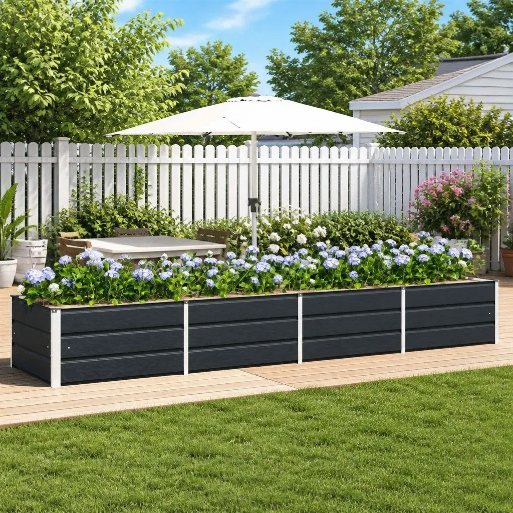 Steel Planter 320 x 80 x 45 cm Anthracite Indoor Outdoor