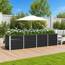 Steel Planter Anthracite 320x80x75cm Garden Terrace Indoor Outdoor Modern Design