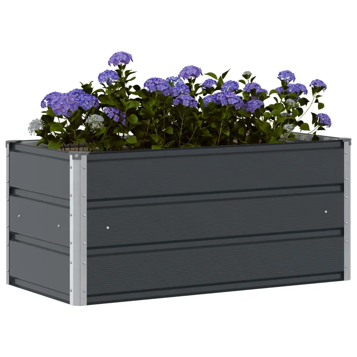 Steel Planter Galvanised 100cm x 50cm x 45cm Anthracite Modern Outdoor Raised Bed for Garden