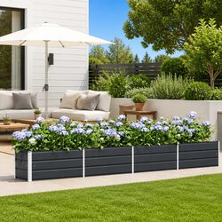 Practical Galvanised Steel Planter 385 x 50 x 45 cm for Your Garden