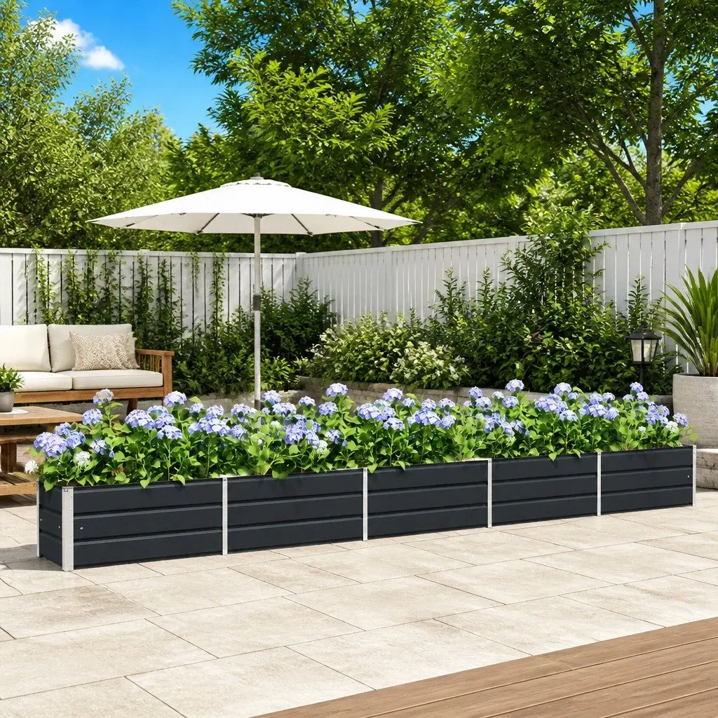 Steel Planter Anthracite 480 x 50 x 45 cm Galvanised Outdoor Garden Raised Bed