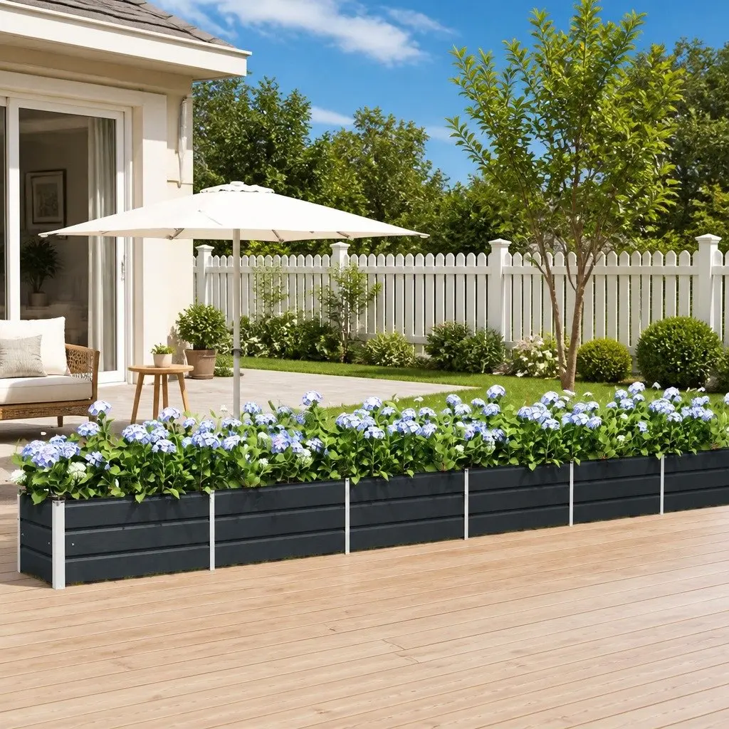 Galvanised Steel Planter 580 x 50 x 45 cm Anthracite Garden Outdoor Pot Box