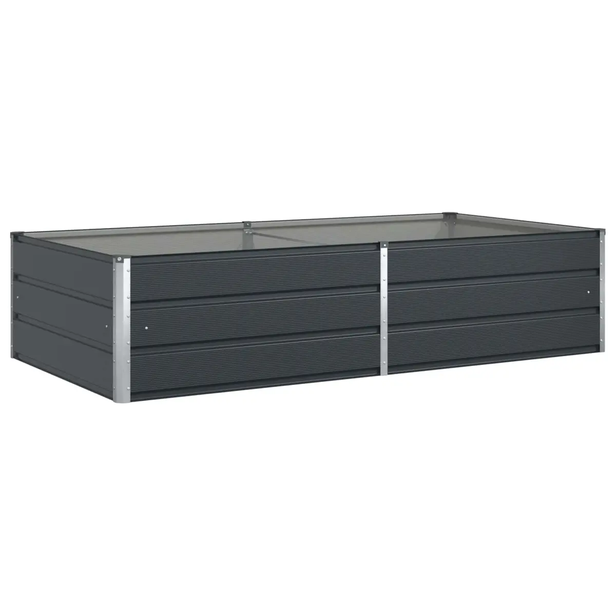 Steel Garden Planter Anthracite 195 x 100 x 45 cm Galvanised Outdoor Patio