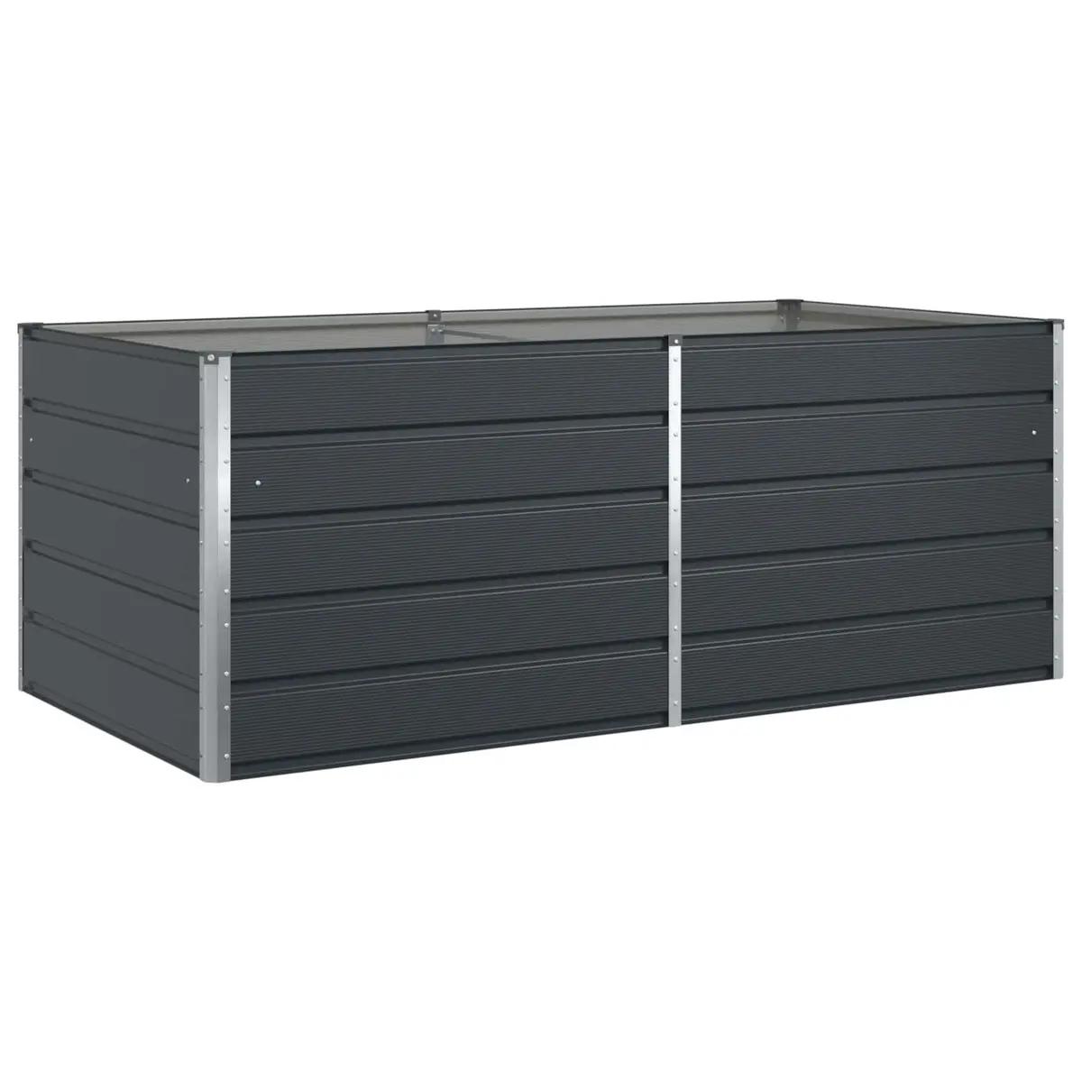 Large Steel Planter Galvanised 195 x 100 x 75 cm Anthracite Outdoor Garden