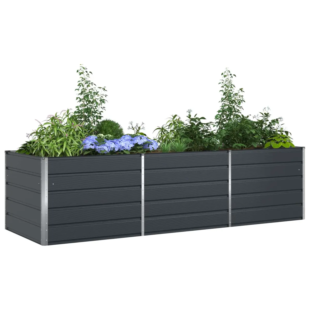 Steel Planter Galvanised 290 x 100 x 75 cm Anthracite Garden Outdoor Patio Pot