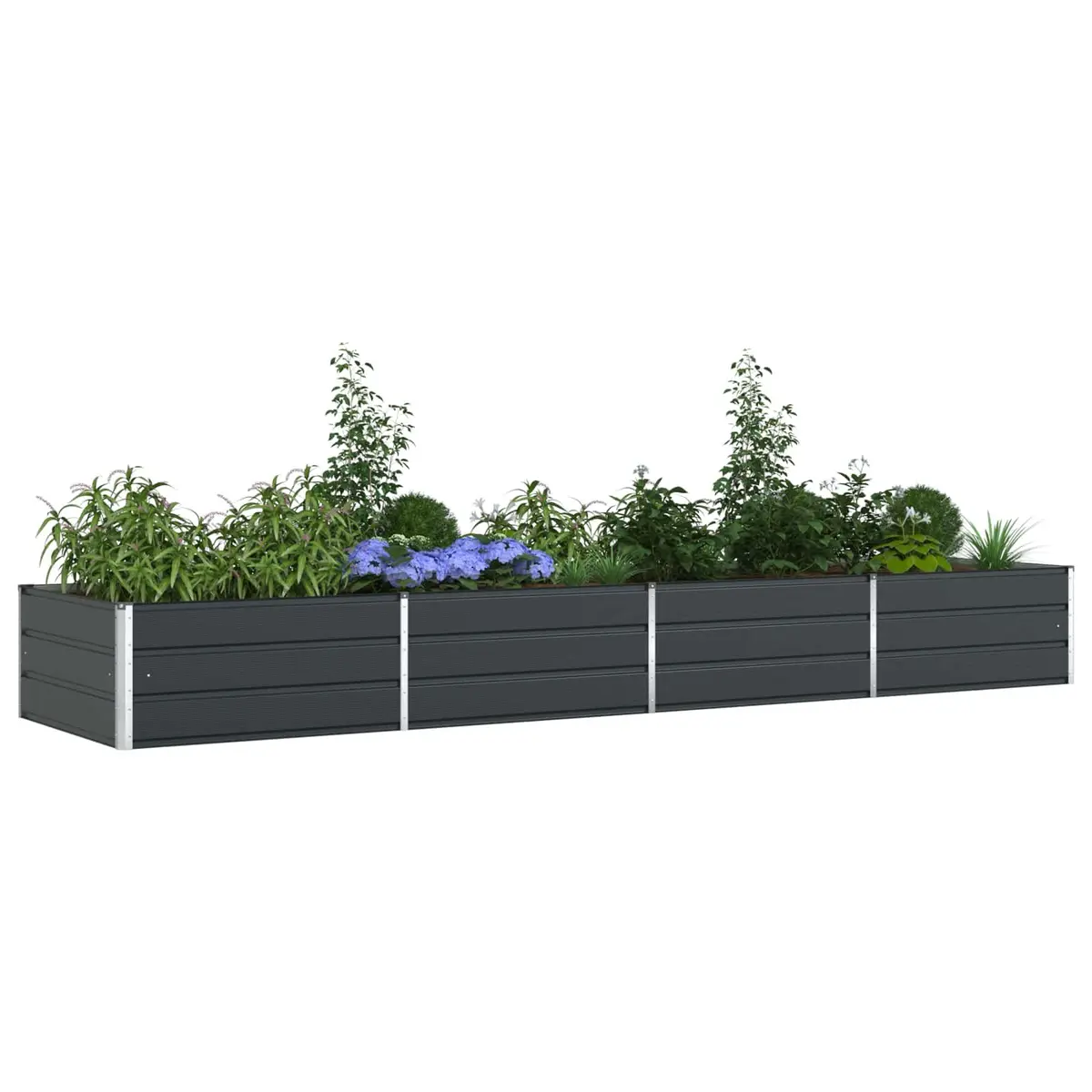 Large Planter Galvanised Steel 385 x 100 x 45 cm Anthracite Garden Outdoor Patio