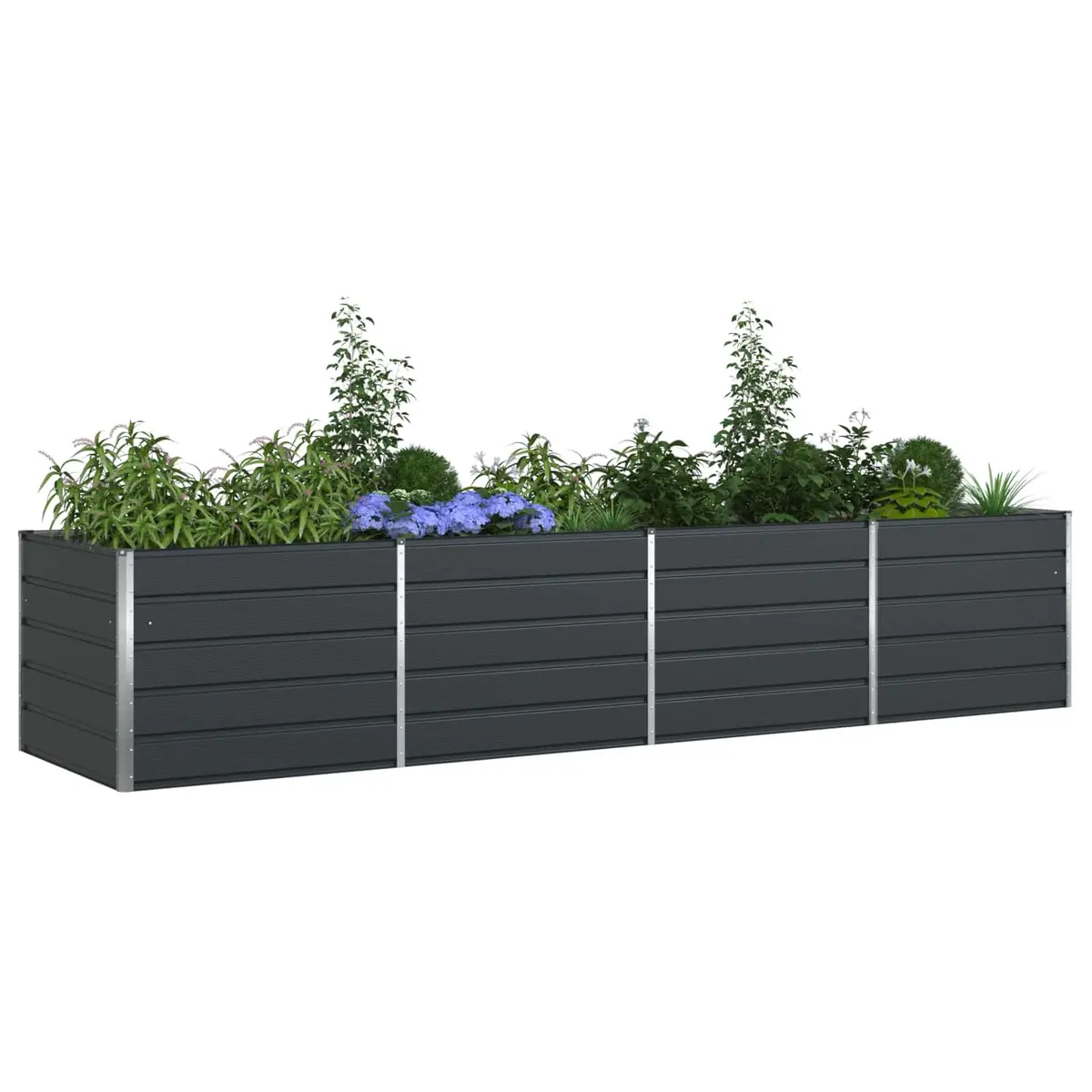 Outdoor Raised Flower Bed Galvanised Steel 385cm x 100cm x 75cm Anthracite Garden Planter