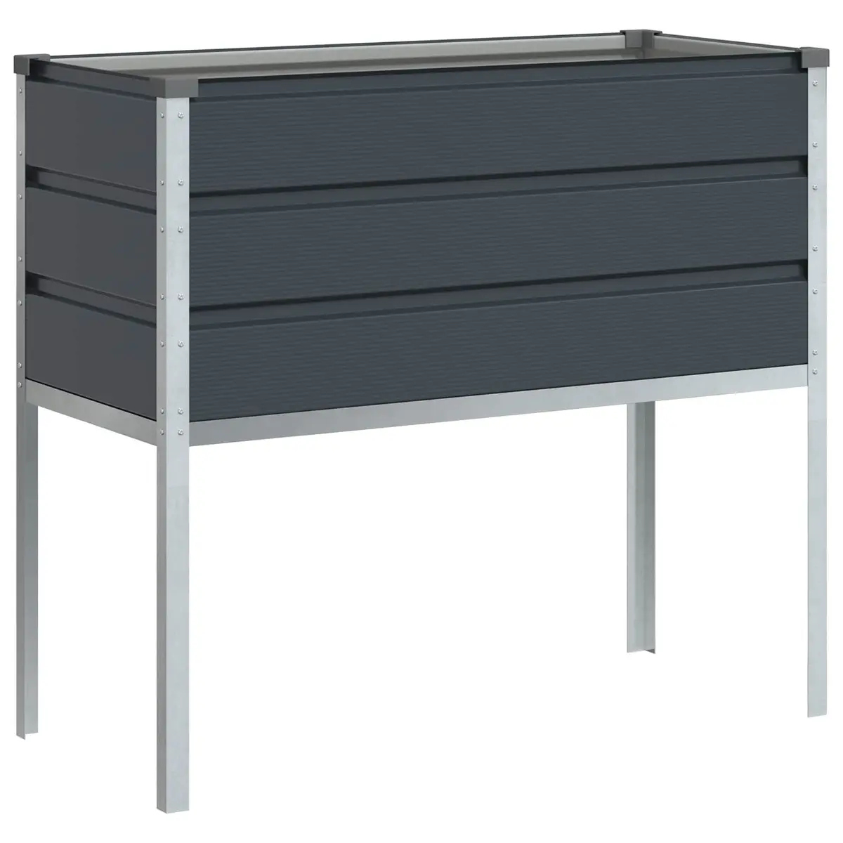 Elevated Planter Galvanised Steel 100cm x 45cm x 90cm Anthracite Outdoor Garden Decor