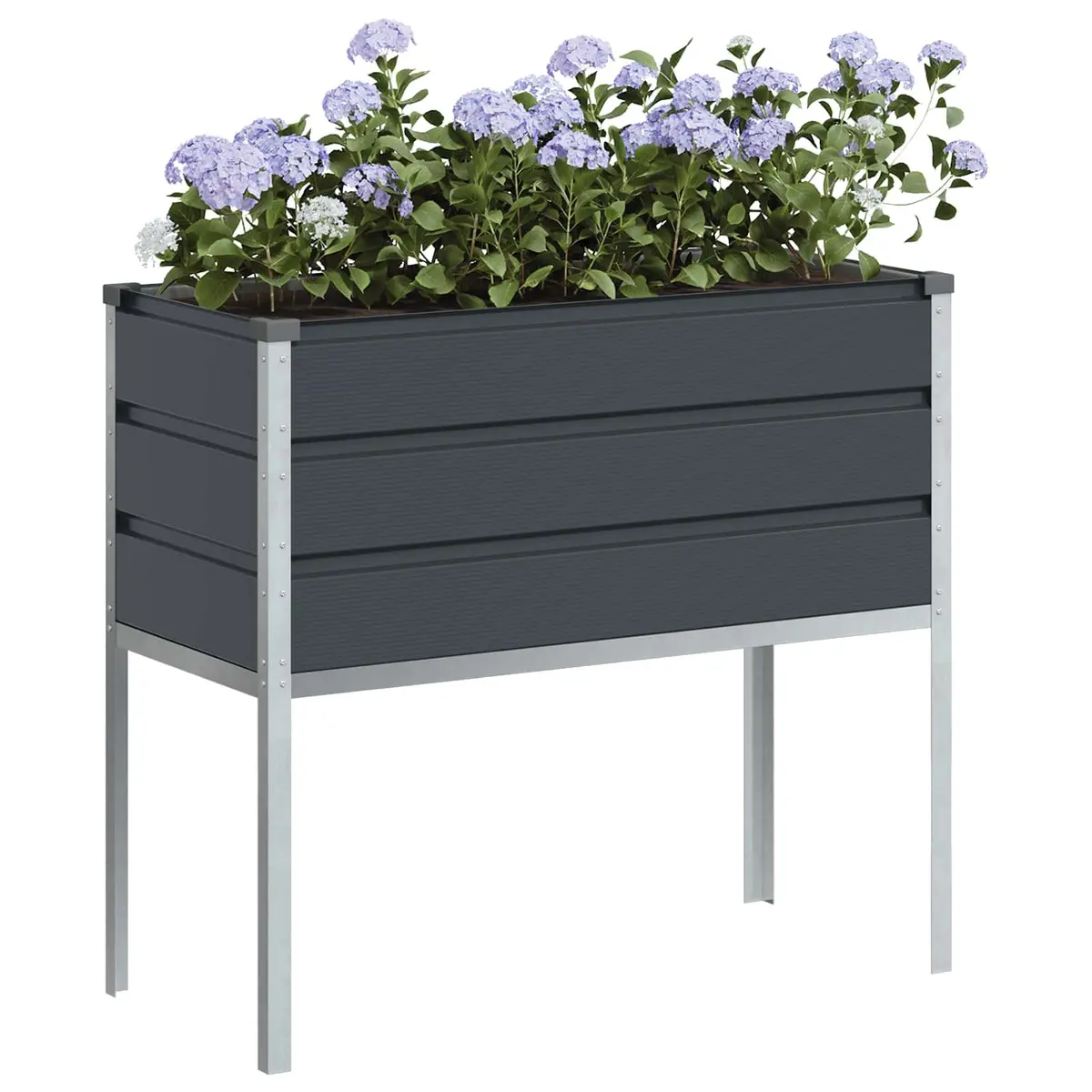 Elevated Planter Galvanised Steel 100cm x 45cm x 90cm Anthracite Outdoor Garden Decor