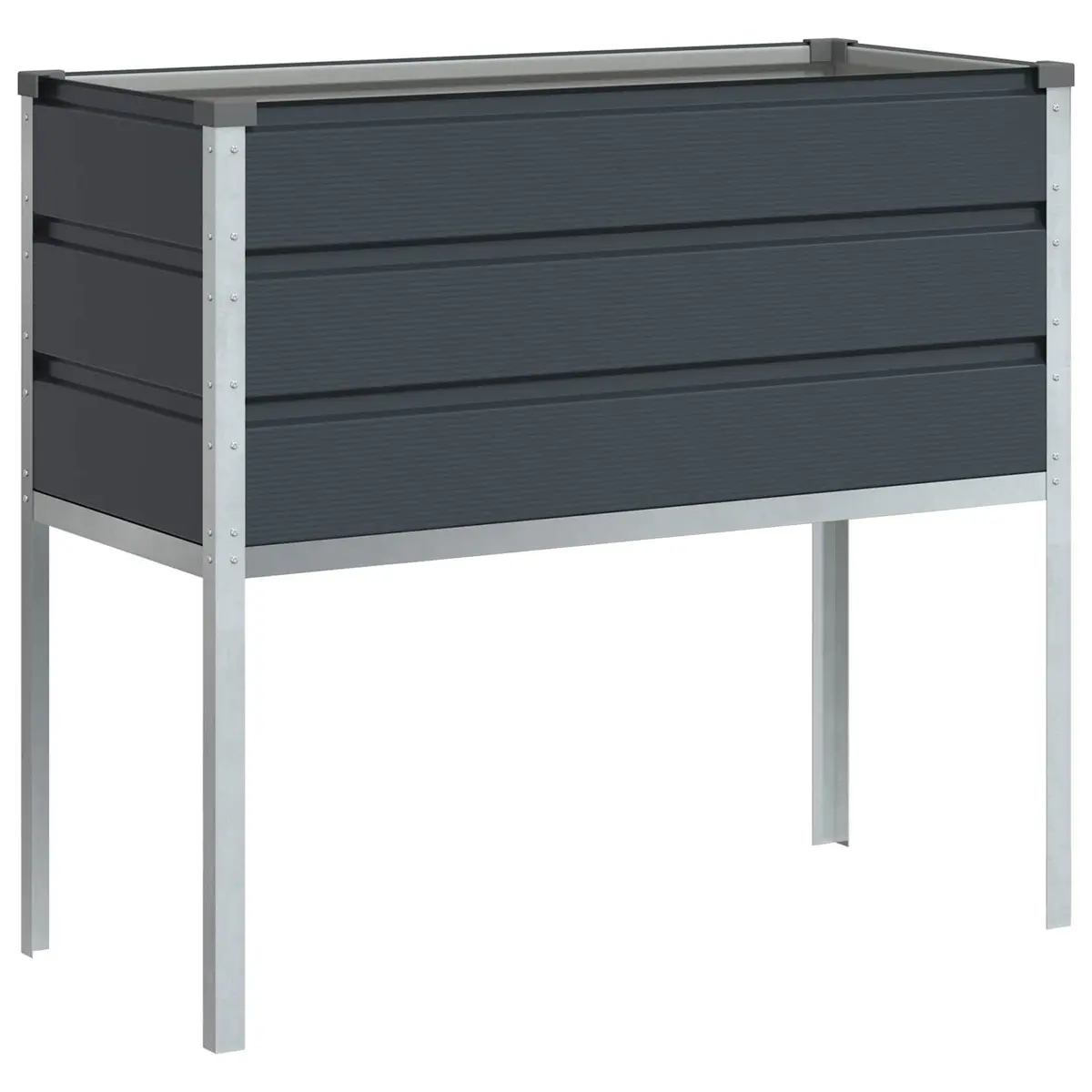 Elevated Planter Galvanised Steel 100cm x 45cm x 90cm Anthracite Outdoor Garden Decor