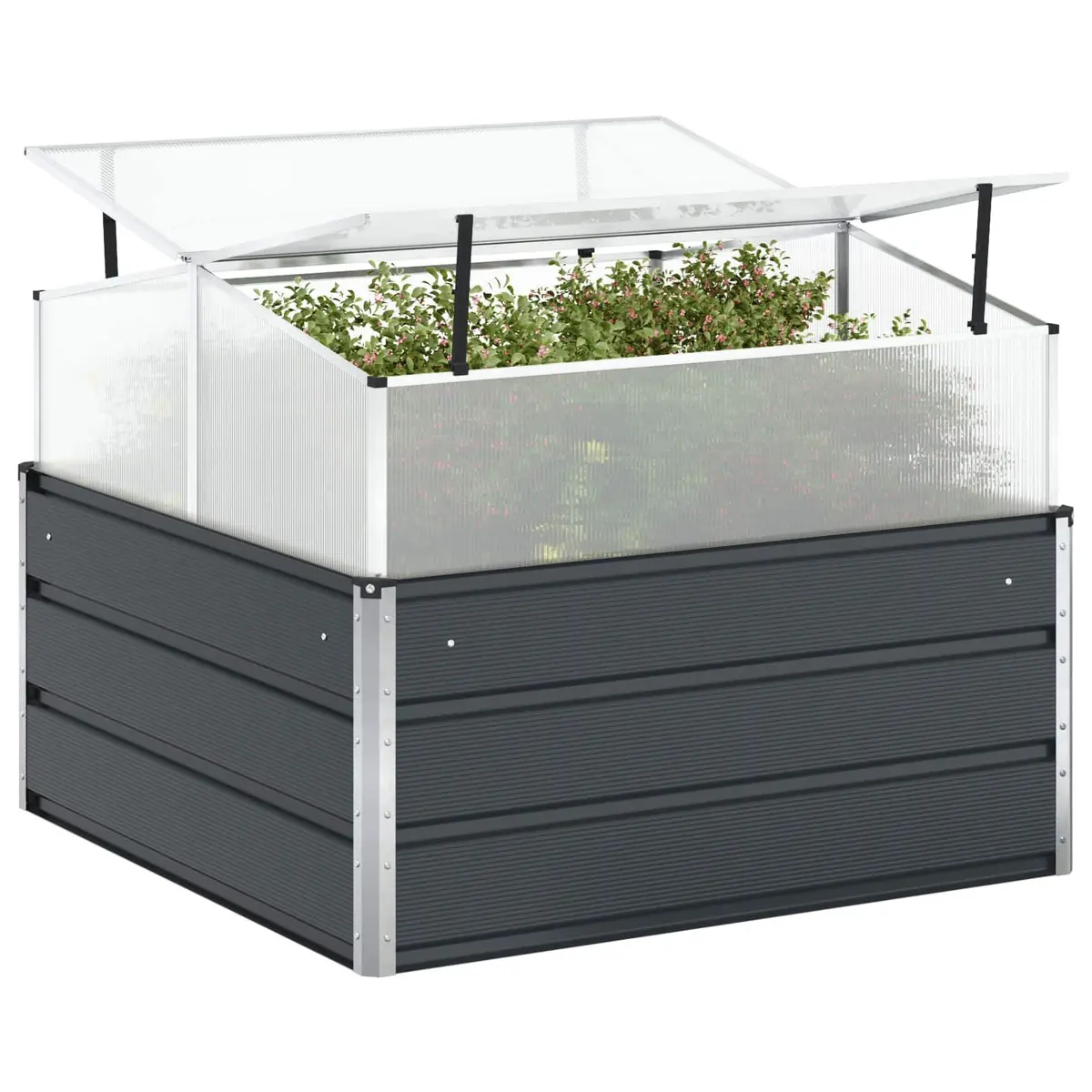 Planter Galvanised Steel 100x100x77cm Anthracite Large Raised Bed