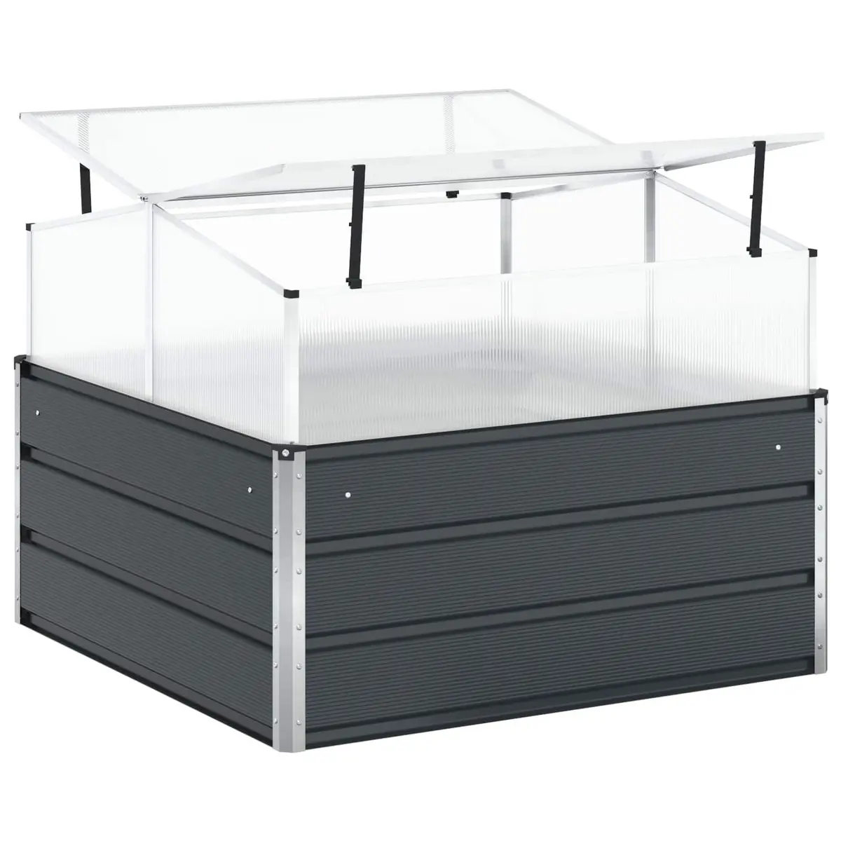 Planter Galvanised Steel 100x100x77cm Anthracite Large Raised Bed