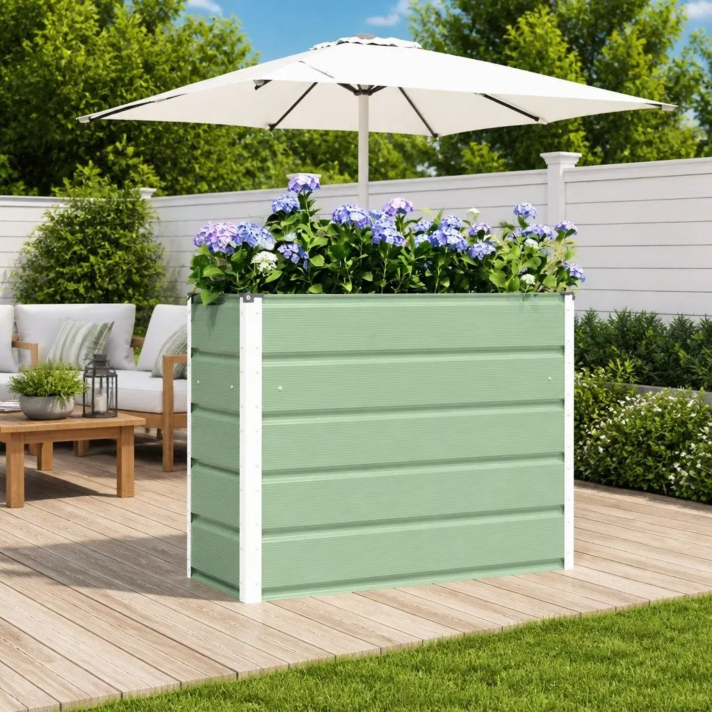 Steel Planter Green 100x40x75cm Indoor Outdoor Patio Large Pot Container