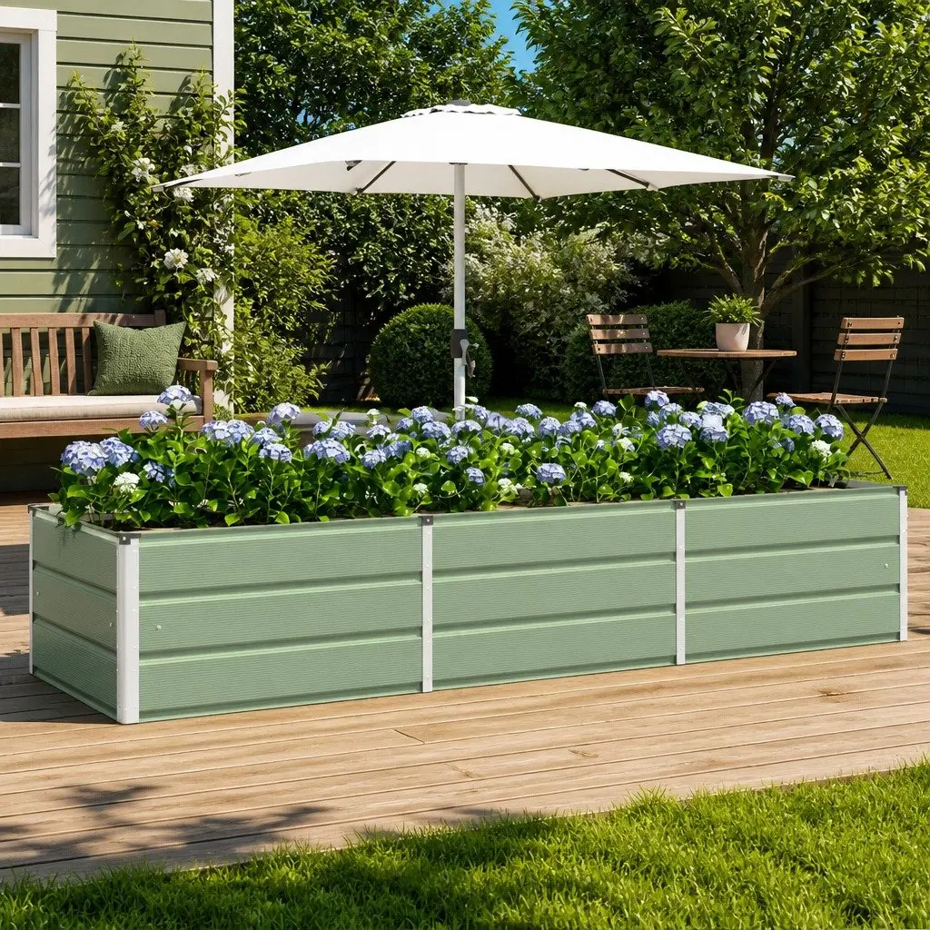 Steel Garden Planter 240 x 80 x 45 cm Green Indoor Outdoor Flower Pot