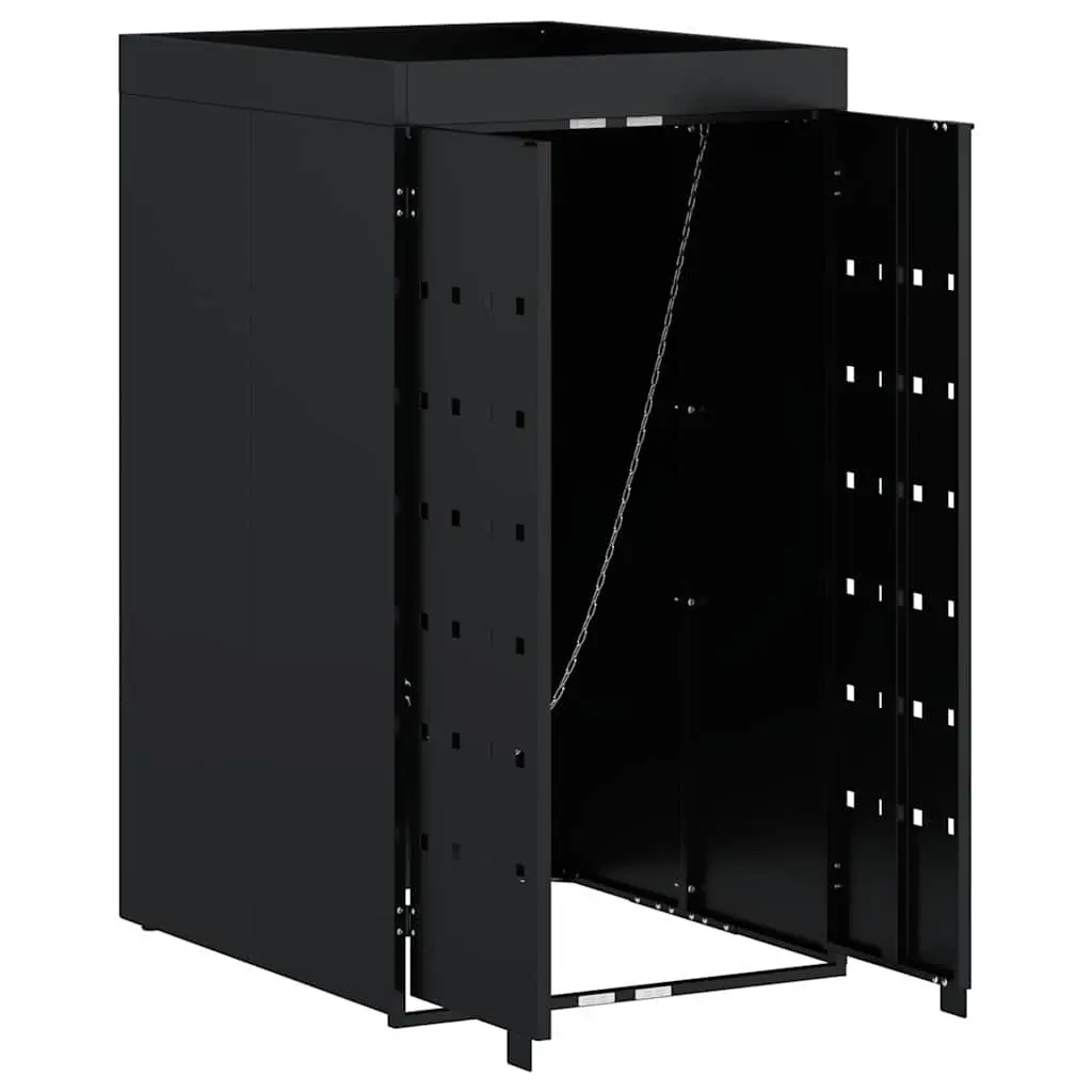 Wheelie Bin Storage Powder-coated Steel Single 240L Black with Planter Roof
