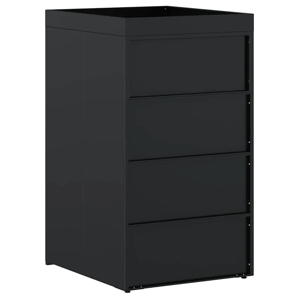 Wheelie Bin Storage Powder-coated Steel Single 240L Black with Planter Roof