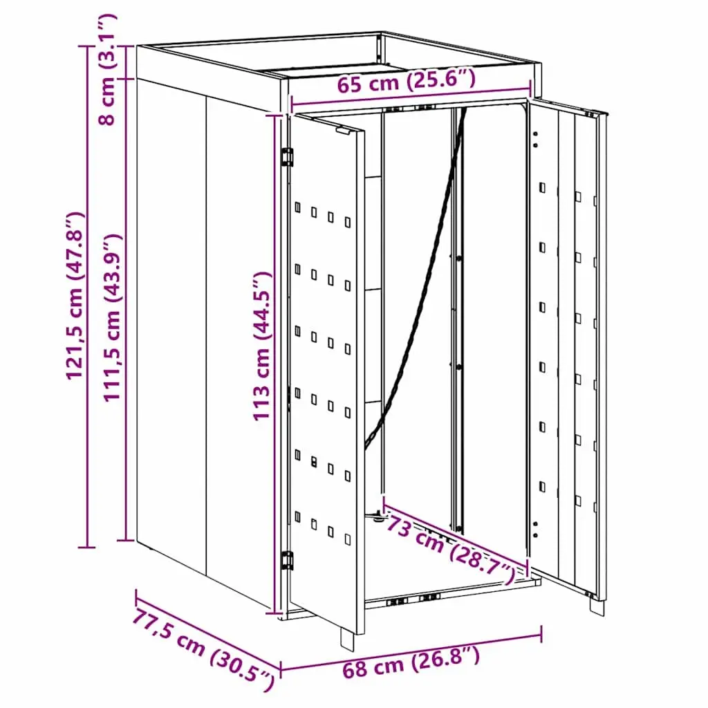 Wheelie Bin Storage with Planter Roof for Single 240L Waste Container Anthracite