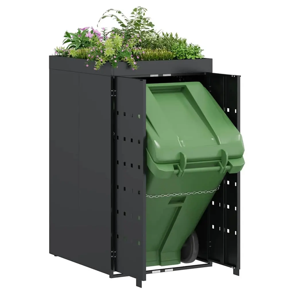 Wheelie Bin Storage with Planter Roof for Single 240L Waste Container Anthracite