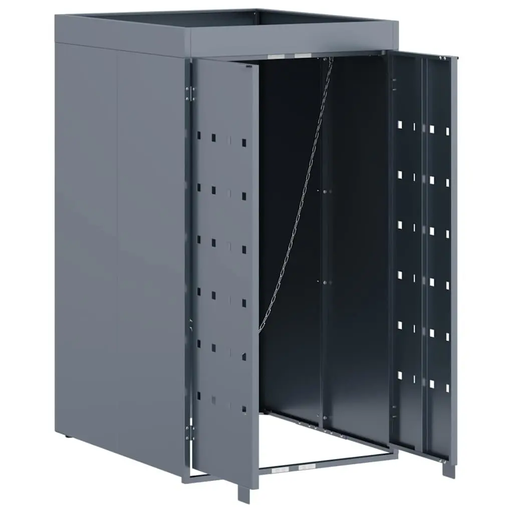 Wheelie Bin Storage Enclosure Powder-coated Steel 240L Light Grey with Planter Roof