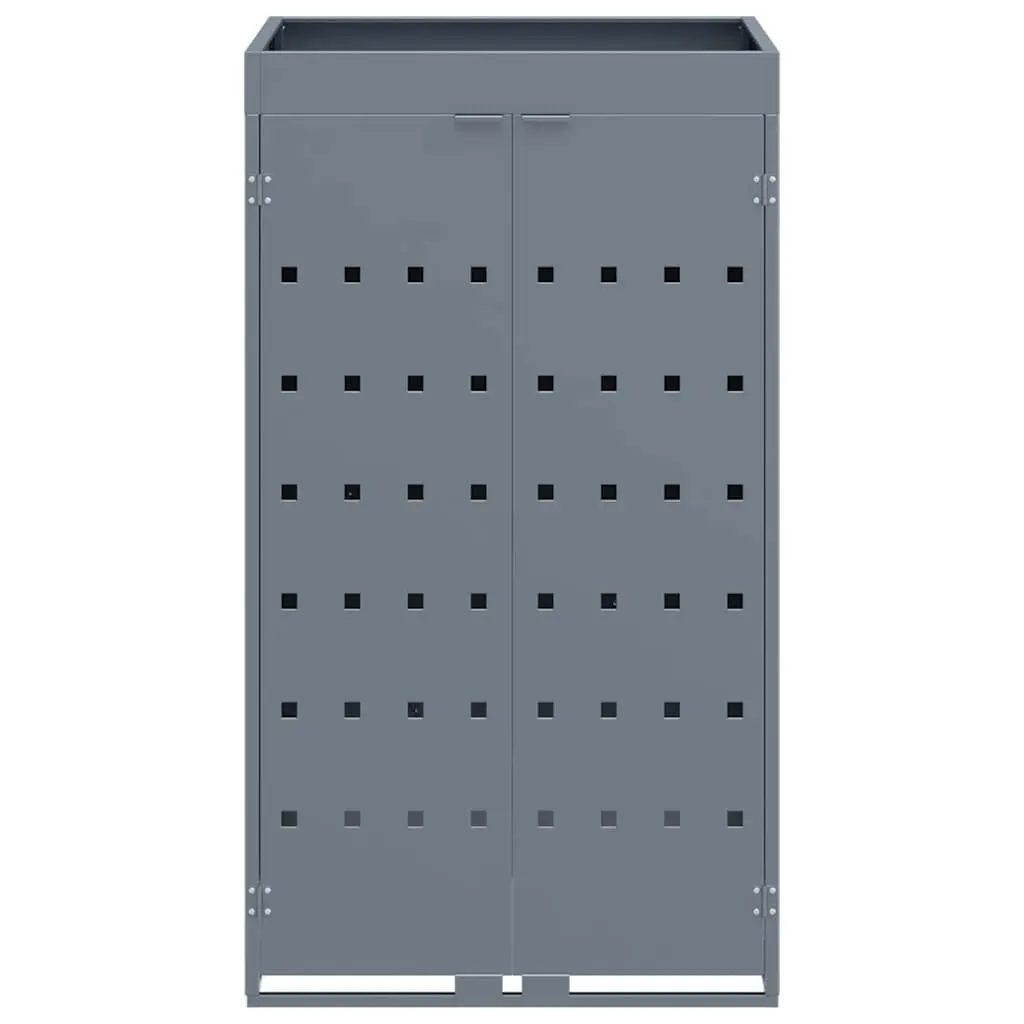 Wheelie Bin Storage Enclosure Powder-coated Steel 240L Light Grey with Planter Roof