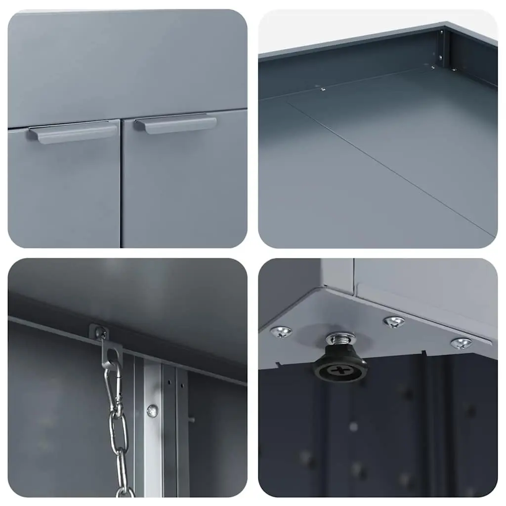 Wheelie Bin Storage Enclosure Powder-coated Steel 240L Light Grey with Planter Roof