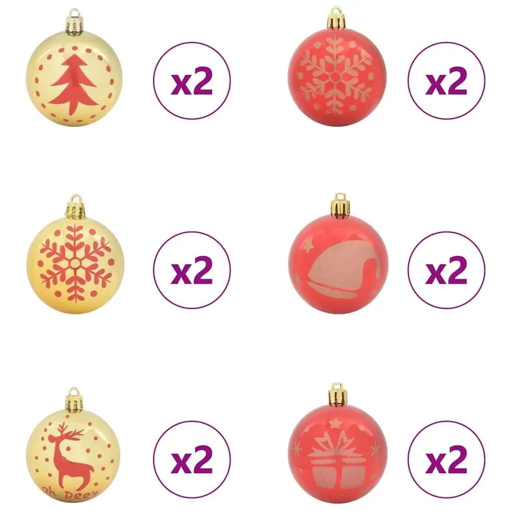 40 Piece Christmas Bauble Set Plastic Ornaments Red Gold 6cm for Tree Decoration