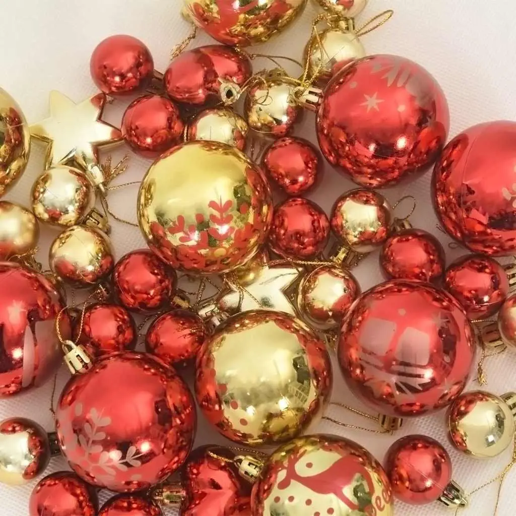 40 Piece Christmas Bauble Set Plastic Ornaments Red Gold 6cm for Tree Decoration