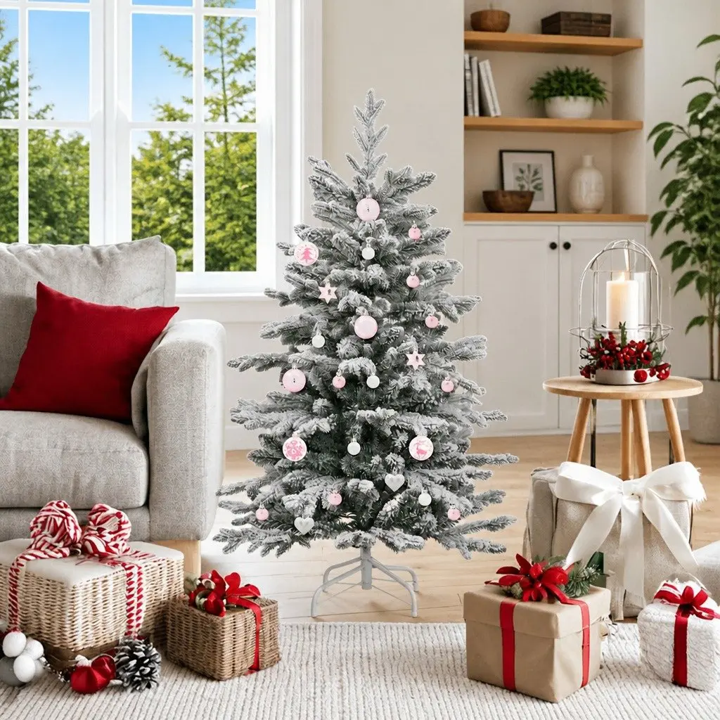 Christmas Bauble Ornaments Plastic 6 cm White Pink Modern 40 Piece Set