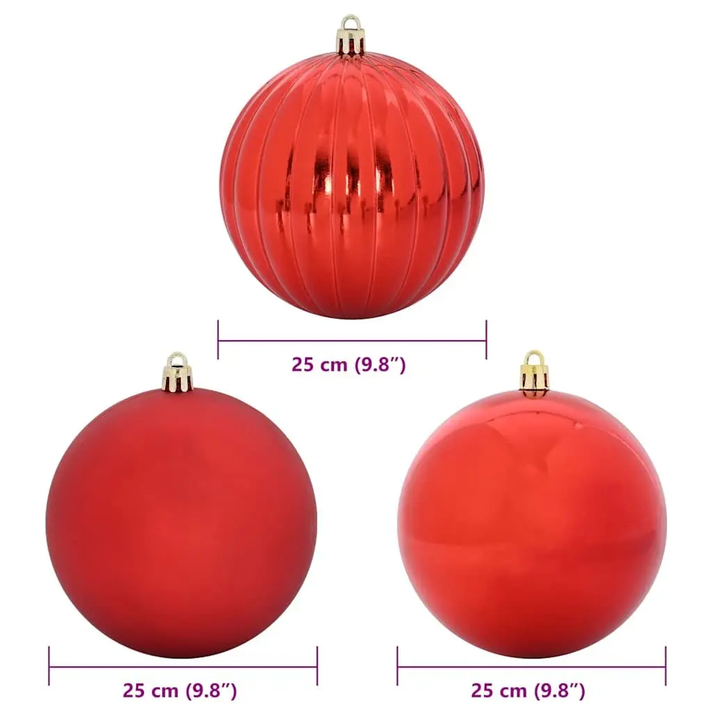 Christmas Bauble Set Plastic XXL 25 cm Red with LEDs 3 Piece